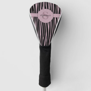 Couvre-club De Golf Nom personnalisé Monogramme Zebra stripes motif