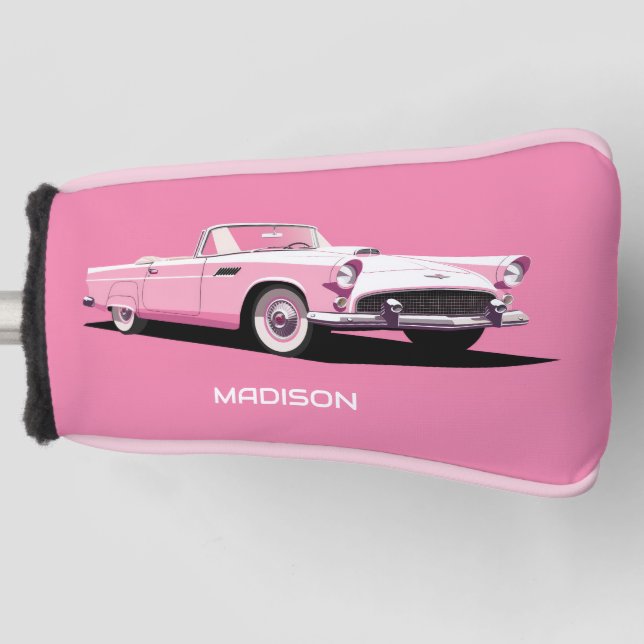 Couvre-club De Golf Nom personnalisé Pink Classic Car (Devant)