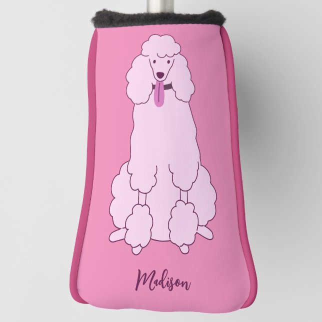 Couvre-club De Golf Nom personnalisé Poodle rose (Tourné à 90°)