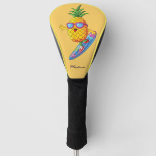 Couvre-club De Golf Nom personnalisé Surfing Pineapple