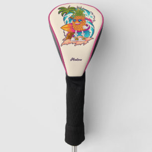 Couvre-club De Golf Nom personnalisé Surfing Pineapple