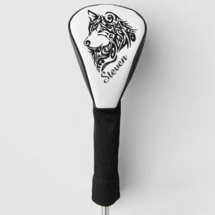 Couvre-club De Golf Nom personnel de loup tribal script