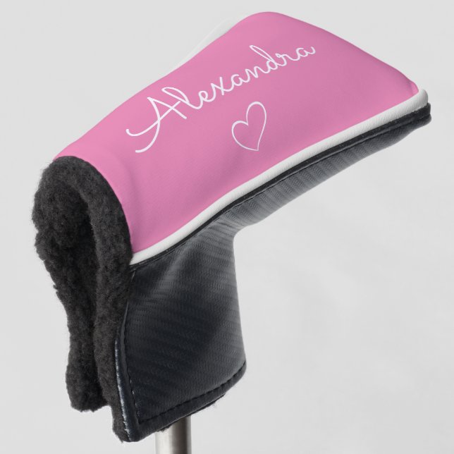 Couvre-club De Golf Nom rose moderne Cute personnalisée (Devant 3/4)