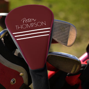 Couvre-club De Golf Nom Simple 3 Bandes Classe Rouge