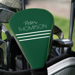 Couvre-club De Golf Nom Simple 3 Bandes Émeraude Vert
