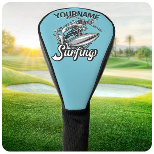 Couvre-club De Golf Noms Personnalisés surfeur Grande Vague Squelette