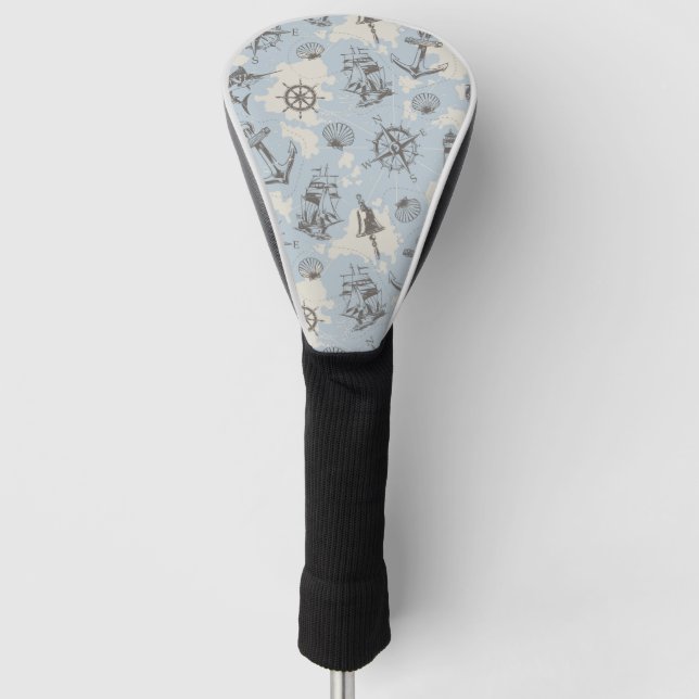 Couvre-club De Golf Nostalgique marin thème bleu motif (Devant)