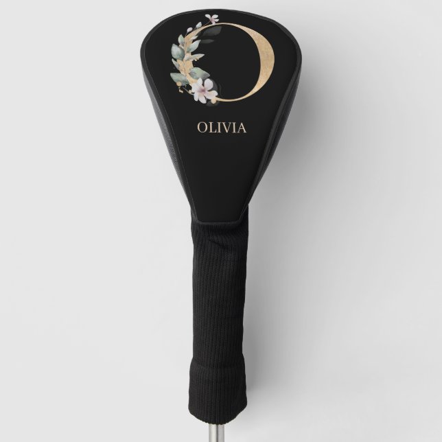 Couvre-club De Golf O Monogramme Floral Personnalisé (Devant)