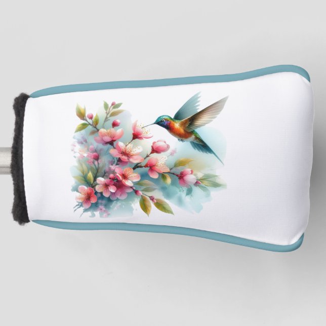 Couvre-club De Golf OEuvre florale/printanière de colibri (Devant)