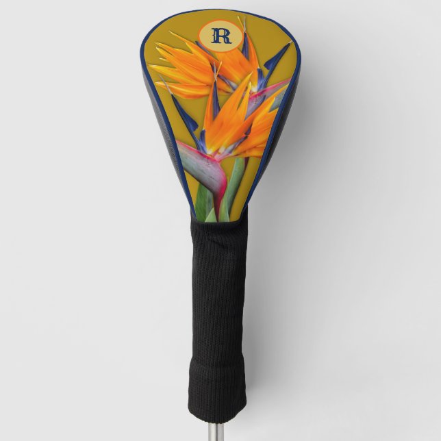 Couvre-club De Golf Oiseau de fleurs paradisiaques Initiale personnali (Devant)