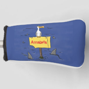 Couvre-club De Golf Oiseau de mer amusant entouré de dessins animés de