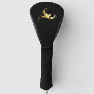 Couvre-club De Golf Oiseau d'or sur Arrière - plan noir