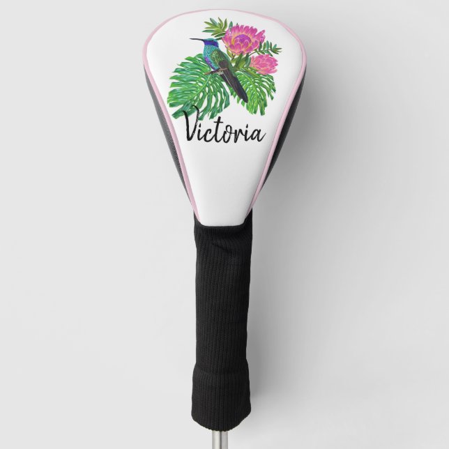 Couvre-club De Golf Oiseau et fleurs de Humming (Devant)