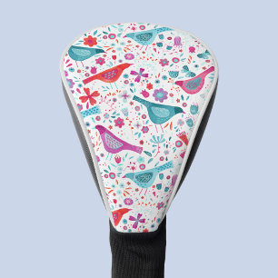 Couvre-club De Golf Oiseaux d'aquarelle dans un jardin de fleurs peint