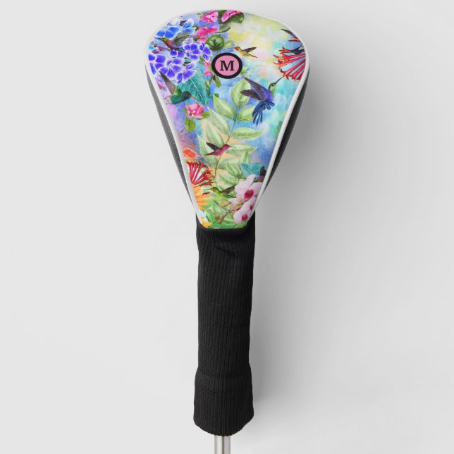 Couvre-club De Golf Oiseaux de brousse et fleurs initiaux (Devant)
