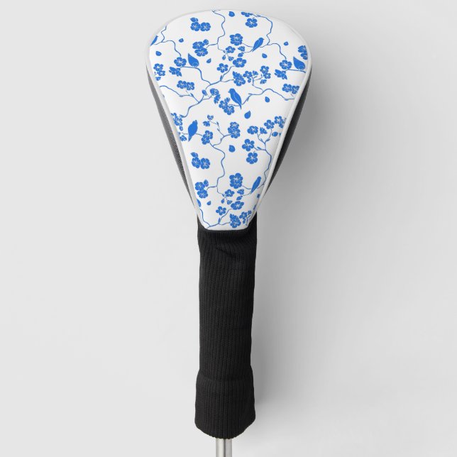 Couvre-club De Golf Oiseaux en fleurs de cerisiers Bleu Imprimer (Devant)