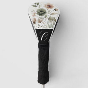 Couvre-club De Golf Olive et rose pâle Aquarelle Florale moderne