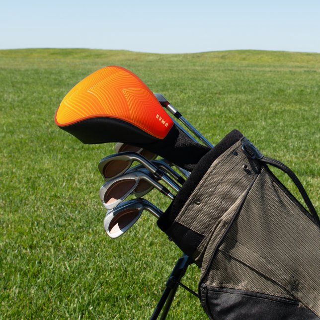 Couvre-club De Golf Ombre géométrique orange à jaune (In Situ)
