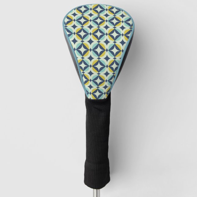 Couvre-club De Golf Or géométrique et motif bleu (Devant)