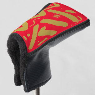Couvre-club De Golf Or tribal et rouge