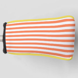 Couvre-club De Golf Orange Coral Couleur Rayures Vacances Été Pastel