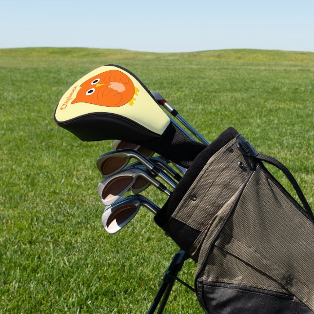 Couvre-club De Golf Orange Owl Design (In Situ)