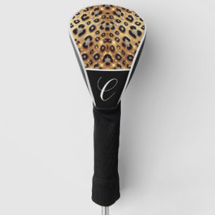 Couvre-club De Golf Paillettes Glam Or Imprimé Léopard Guépard Noir