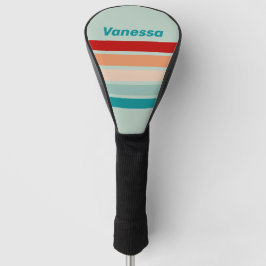 Couvre-club De Golf Pale Seaglass Across Striping with Name
