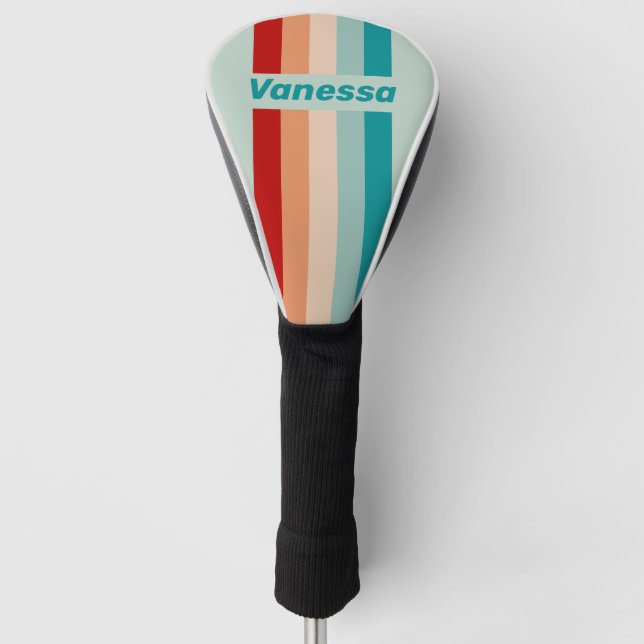 Couvre-club De Golf Pale Seaglass Pin Striped with Name (Devant)