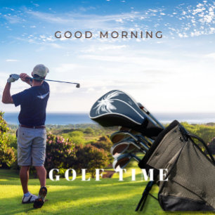 Couvre-club De Golf Palmier Bleu Blanc Tropical Élégant Monogramme