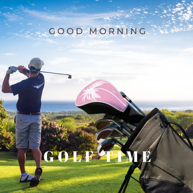 Couvre-club De Golf Palmier rose blanc Tropical élégant Monogramme (Créateur téléchargé)