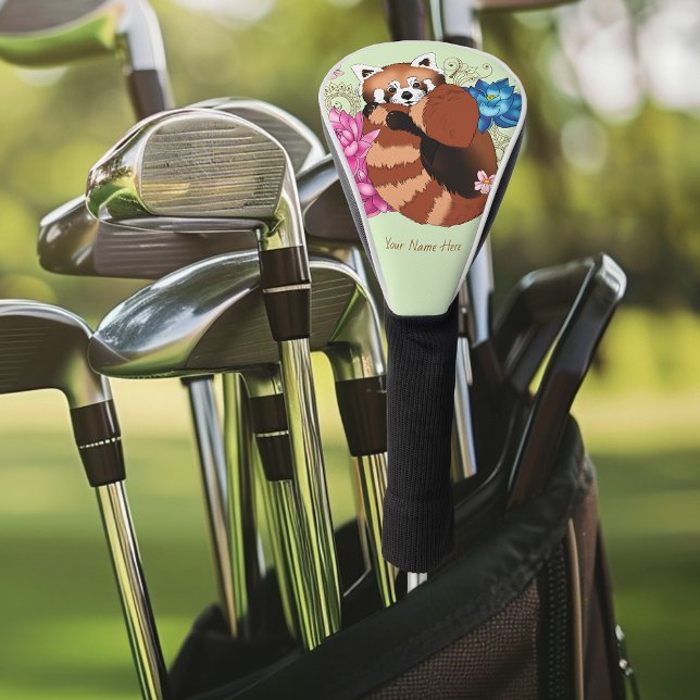 Couvre-club De Golf Panda Rouge Lotus Fleurs Henné (Créateur téléchargé)