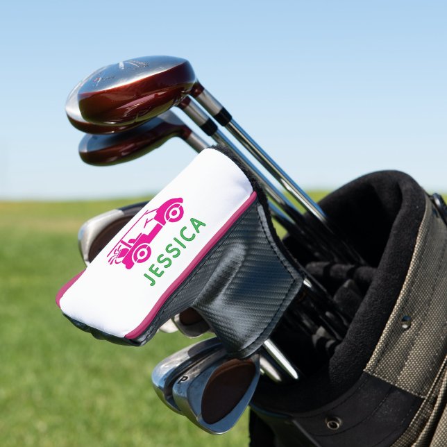 Couvre-club De Golf Panier de golf personnel rose (Pink Personalized Golf Cart Golf Head Cover)