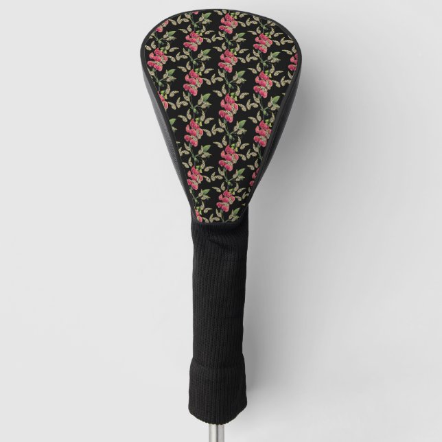 Couvre-club De Golf Papillons Et Fleur De Pois Doux Noir (Devant)