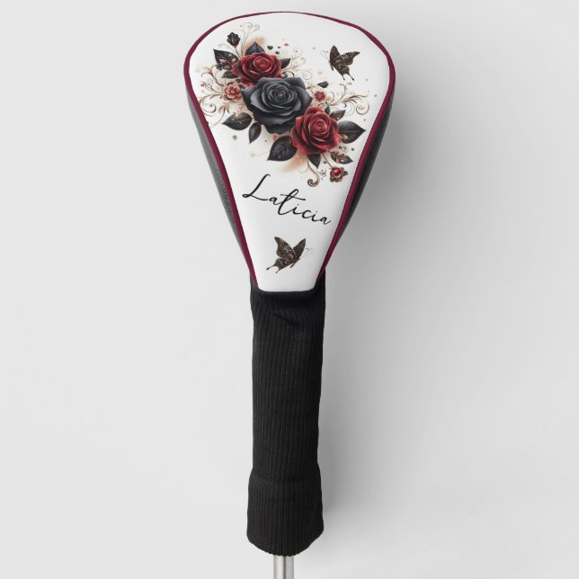 Couvre-club De Golf Papillons et Roses (Devant)