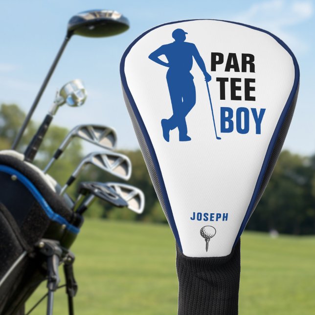 Couvre-club De Golf Par Tee Boy Bleu & Blanc (Par Tee Boy Blue & White Golf Head Cover
)