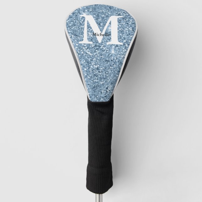 Couvre-club De Golf Parties scintillant bleu monogramme (Devant)