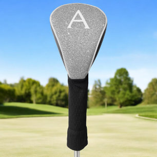 Couvre-club De Golf Parties scintillant d'argent et nom du monogramme 