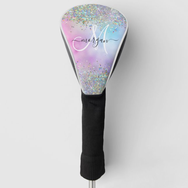 Couvre-club De Golf Parties scintillant holographique Rainbow Pastels  (Devant)