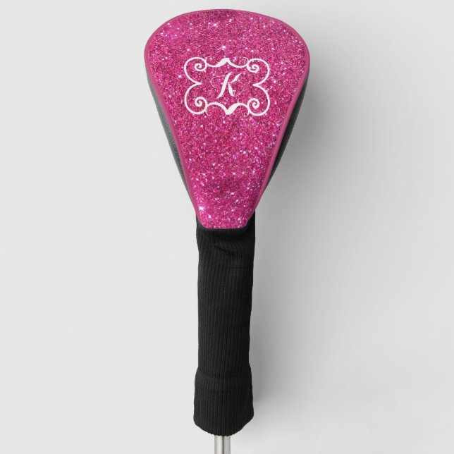 Couvre-club De Golf Parties scintillant rose tendance Monogramme blanc (Devant)