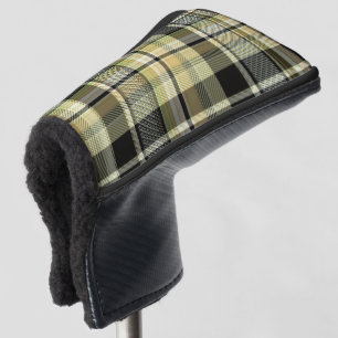 Couvre-club De Golf Pâte de tartan jaune-brun.