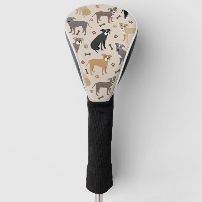 Couvre-club De Golf Pâtes Pitbull et tête de golf Bones (Devant)