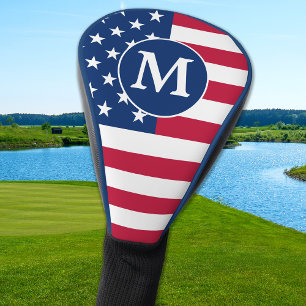 Couvre-club De Golf Patriotique Personnalisé Monogramme drapeau améric