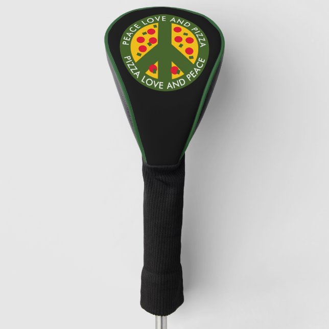 Couvre-club De Golf Peace Love et Pizza drôle personnalisée (Devant)
