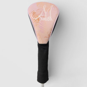 Couvre-club De Golf Peach Fuzz Feuilles tropicaux Monogramme personnal