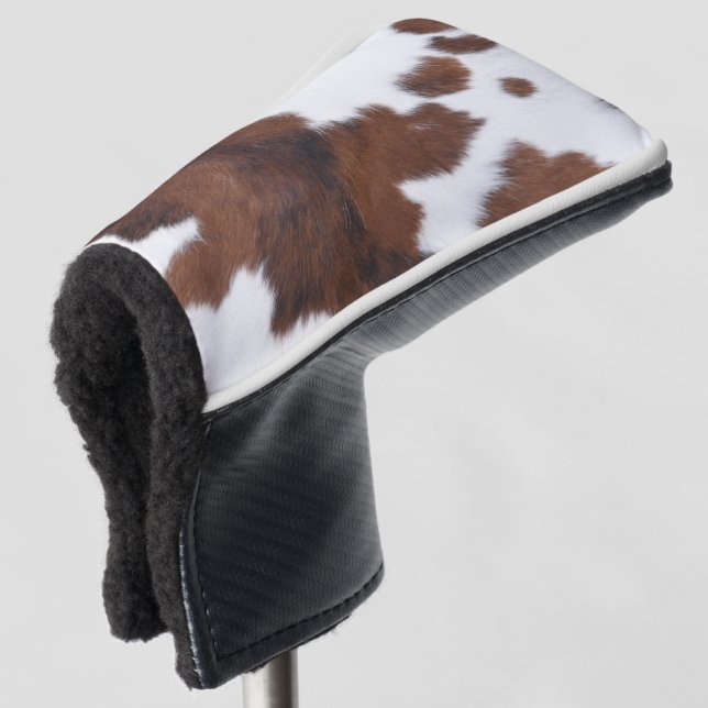 Couvre-club De Golf peau de vache blanc (Devant 3/4)