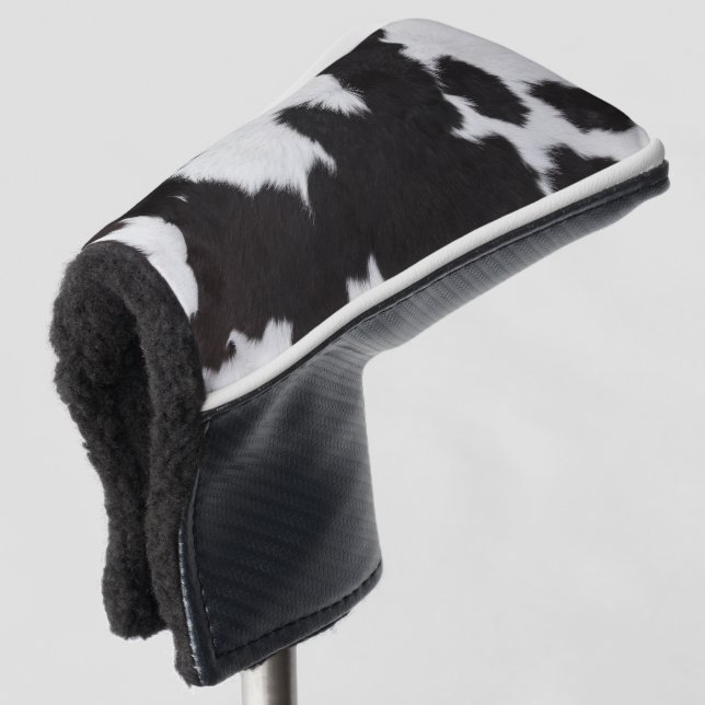 Couvre-club De Golf peau de vache noir (Devant 3/4)