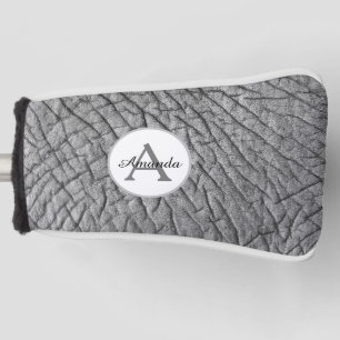 Couvre-club De Golf Peau Eléphant moderne gris avec monogramme et nom