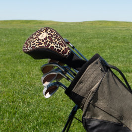 Couvre-club De Golf Peau léopard Crème Brown Motif Monogrammé -