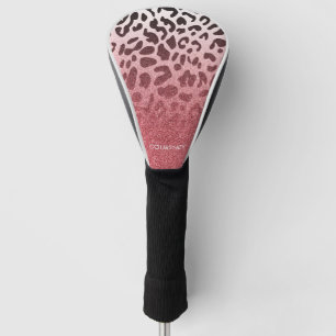 Couvre-club De Golf Peau rose de léopard de parties scintillantes